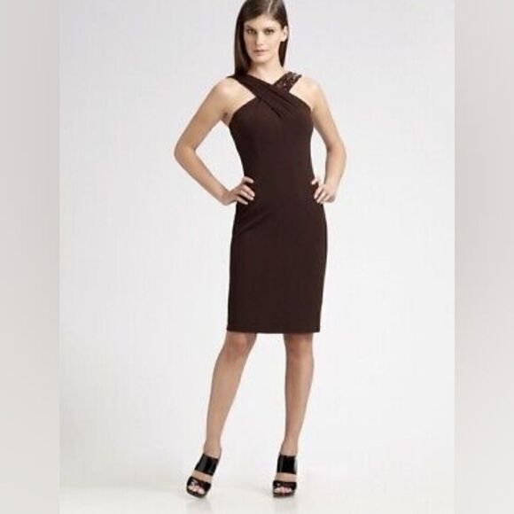 David Meister Criss-Cross Tortoiseshell Dress 8 Y2K Coquette Girl Whimsigoth - Picture 1 of 10